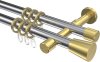 10204626-XX1238 Gardinenstange Metall 20 mm Ø 2-läufig PRESTIGE - Sitra Chrom / Messing-Optik