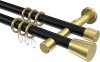 10204626-XX2938 Gardinenstange Metall 20 mm Ø 2-läufig PRESTIGE - Sitra Schwarz / Messing-Optik