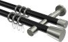 10204626-102939 Gardinenstange Metall 20 mm Ø 2-läufig PRESTIGE - Sitra Schwarz / Edelstahl-Optik