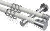 10204626-103212 Gardinenstange Metall 20 mm Ø 2-läufig PRESTIGE - Sitra Weiß / Chrom