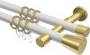 10204626-XX3238 Gardinenstange Metall 20 mm Ø 2-läufig PRESTIGE - Sitra Weiß / Messing-Optik