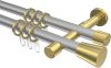 10204626-XX3338 Gardinenstange Metall 20 mm Ø 2-läufig PRESTIGE - Sitra Silbergrau / Messing-Optik