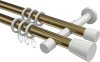 10204626-XX9532 Gardinenstange Metall 20 mm Ø 2-läufig PRESTIGE - Sitra Messing Antik / Weiß