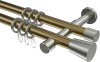 10204626-XX9539 Gardinenstange Metall 20 mm Ø 2-läufig PRESTIGE - Sitra Messing Antik / Edelstahl-Optik