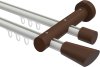 10210308-103219 Innenlauf Gardinenstange Aluminium / Holz 20 mm Ø 2-läufig TALENT - Bero Weiß / Nussbaum lackiert