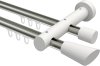 10210308-103932 Innenlauf Gardinenstange Aluminium / Holz 20 mm Ø 2-läufig TALENT - Bero Edelstahl-Optik / Weiß lackiert