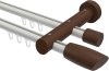 10210408-103219 Innenlauf Gardinenstange Aluminium / Holz 20 mm Ø 2-läufig TALENT - Etta Weiß / Nussbaum lackiert