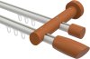 10210408-103222 Innenlauf Gardinenstange Aluminium / Holz 20 mm Ø 2-läufig TALENT - Etta Weiß / Kirschbaum lackiert