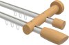 10210408-103230 Innenlauf Gardinenstange Aluminium / Holz 20 mm Ø 2-läufig TALENT - Etta Weiß / Buche lackiert