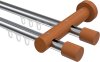 10210508-101222 Innenlauf Gardinenstange Aluminium / Holz 20 mm Ø 2-läufig TALENT - Feta Chrom / Kirschbaum lackiert