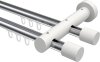 10210508-101232 Innenlauf Gardinenstange Aluminium / Holz 20 mm Ø 2-läufig TALENT - Feta Chrom / Weiß lackiert