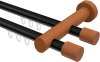 10210508-102922 Innenlauf Gardinenstange Aluminium / Holz 20 mm Ø 2-läufig TALENT - Feta Schwarz / Kirschbaum lackiert