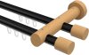 10210508-102930 Innenlauf Gardinenstange Aluminium / Holz 20 mm Ø 2-läufig TALENT - Feta Schwarz / Buche lackiert