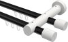 10210508-102932 Innenlauf Gardinenstange Aluminium / Holz 20 mm Ø 2-läufig TALENT - Feta Schwarz / Weiß lackiert