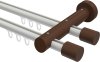 10210508-103219 Innenlauf Gardinenstange Aluminium / Holz 20 mm Ø 2-läufig TALENT - Feta Weiß / Nussbaum lackiert