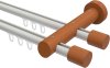 10210508-103222 Innenlauf Gardinenstange Aluminium / Holz 20 mm Ø 2-läufig TALENT - Feta Weiß / Kirschbaum lackiert