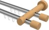 10210508-103330 Innenlauf Gardinenstange Aluminium / Holz 20 mm Ø 2-läufig TALENT - Feta Silbergrau / Buche lackiert