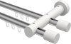10210508-103332 Innenlauf Gardinenstange Aluminium / Holz 20 mm Ø 2-läufig TALENT - Feta Silbergrau / Weiß lackiert
