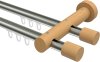 10210508-103930 Innenlauf Gardinenstange Aluminium / Holz 20 mm Ø 2-läufig TALENT - Feta Edelstahl-Optik / Buche lackiert