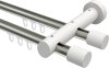 10210508-103932 Innenlauf Gardinenstange Aluminium / Holz 20 mm Ø 2-läufig TALENT - Feta Edelstahl-Optik / Weiß lackiert