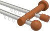 10211308-103222 Innenlauf Gardinenstange Aluminium / Holz 20 mm Ø 2-läufig TALENT - Luina Weiß / Kirschbaum lackiert