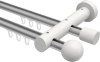 10211308-103332 Innenlauf Gardinenstange Aluminium / Holz 20 mm Ø 2-läufig TALENT - Luina Silbergrau / Weiß lackiert