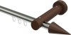 10211407-103919 Innenlauf Gardinenstange Aluminium / Holz 20 mm Ø TALENT - Siveo Edelstahl-Optik / Nussbaum lackiert