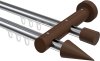 10211408-101219 Innenlauf Gardinenstange Aluminium / Holz 20 mm Ø 2-läufig TALENT - Siveo Chrom / Nussbaum lackiert