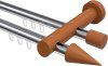 10211408-101222 Innenlauf Gardinenstange Aluminium / Holz 20 mm Ø 2-läufig TALENT - Siveo Chrom / Kirschbaum lackiert