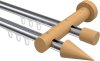 10211408-101230 Innenlauf Gardinenstange Aluminium / Holz 20 mm Ø 2-läufig TALENT - Siveo Chrom / Buche lackiert