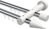 10211408-101232 Innenlauf Gardinenstange Aluminium / Holz 20 mm Ø 2-läufig TALENT - Siveo Chrom / Weiß lackiert