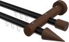 10211408-102919 Innenlauf Gardinenstange Aluminium / Holz 20 mm Ø 2-läufig TALENT - Siveo Schwarz / Nussbaum lackiert