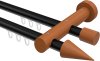 10211408-102922 Innenlauf Gardinenstange Aluminium / Holz 20 mm Ø 2-läufig TALENT - Siveo Schwarz / Kirschbaum lackiert