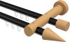 10211408-102930 Innenlauf Gardinenstange Aluminium / Holz 20 mm Ø 2-läufig TALENT - Siveo Schwarz / Buche lackiert