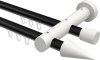 10211408-102932 Innenlauf Gardinenstange Aluminium / Holz 20 mm Ø 2-läufig TALENT - Siveo Schwarz / Weiß lackiert