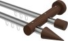 10211408-103319 Innenlauf Gardinenstange Aluminium / Holz 20 mm Ø 2-läufig TALENT - Siveo Silbergrau / Nussbaum lackiert