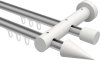 10211408-103332 Innenlauf Gardinenstange Aluminium / Holz 20 mm Ø 2-läufig TALENT - Siveo Silbergrau / Weiß lackiert