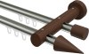 10211408-103919 Innenlauf Gardinenstange Aluminium / Holz 20 mm Ø 2-läufig TALENT - Siveo Edelstahl-Optik / Nussbaum lackiert