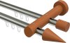 10211408-103922 Innenlauf Gardinenstange Aluminium / Holz 20 mm Ø 2-läufig TALENT - Siveo Edelstahl-Optik / Kirschbaum lackiert
