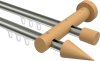 10211408-103930 Innenlauf Gardinenstange Aluminium / Holz 20 mm Ø 2-läufig TALENT - Siveo Edelstahl-Optik / Buche lackiert