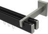 10212822-102839 Innenlauf Gardinenstange Aluminium / Metall eckig 14x35 mm 2-läufig SMARTLINE - Paxo Schwarz / Edelstahl-Optik (WA lang)