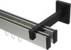 10212822-103928 Innenlauf Gardinenstange Aluminium / Metall eckig 14x35 mm 2-läufig SMARTLINE - Paxo Edelstahl-Optik / Schwarz (WA lang)