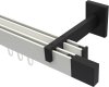 10212922-103228 Innenlauf Gardinenstange Aluminium / Metall eckig 14x35 mm 2-läufig SMARTLINE - Lox Weiß / Schwarz (WA lang)
