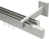 10212922-103932 Innenlauf Gardinenstange Aluminium / Metall eckig 14x35 mm 2-läufig SMARTLINE - Lox Edelstahl-Optik / Weiß (WA lang)