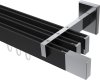 10212924-102812 Innenlauf Gardinenstange Aluminium / Metall eckig 14x35 mm 3-läufig SMARTLINE - Lox Schwarz / Chrom (WA lang)