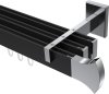 10213024-102812 Innenlauf Gardinenstange Aluminium / Metall eckig 14x35 mm 3-läufig SMARTLINE - Conex Schwarz / Chrom (WA lang)