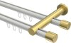 10213112-XX3238 Innenlauf Gardinenstange Aluminium / Metall 20 mm Ø 2-läufig PLATON - Santo Weiß / Messing-Optik