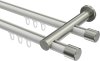 10213112-103239 Innenlauf Gardinenstange Aluminium / Metall 20 mm Ø 2-läufig PLATON - Santo Weiß / Edelstahl-Optik