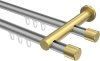 10213112-XX3338 Innenlauf Gardinenstange Aluminium / Metall 20 mm Ø 2-läufig PLATON - Santo Silbergrau / Messing-Optik