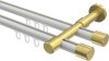 10213126-103238 Innenlauf Gardinenstange Aluminium / Metall 20 mm Ø 2-läufig PRESTIGE - Santo Weiß / Messing-Optik